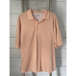 COLUMBIA Men’s PFG Peach Polo/Gray Logo Fishing Shirt Size Medium